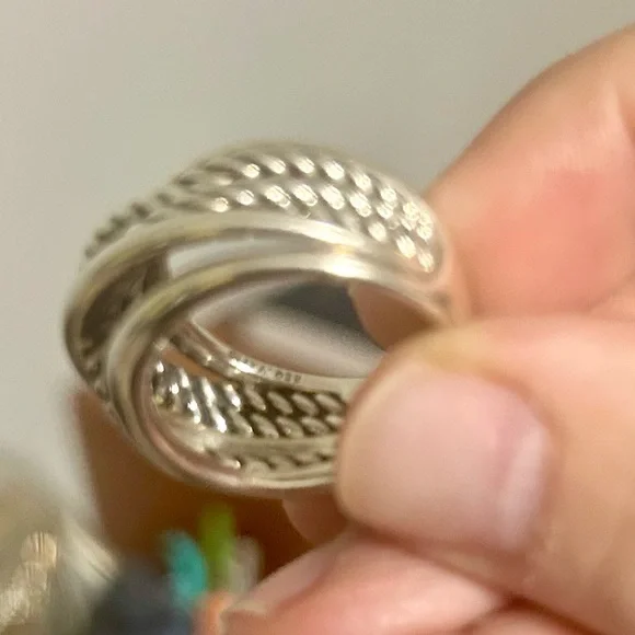 David Yurman Silver Twisted Rope Ring - Picture 5 of 6